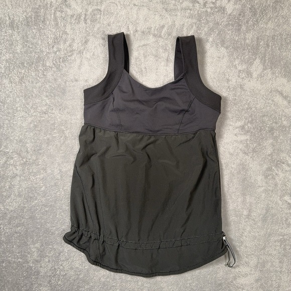 Lululemon Elevate Black Tank Top Womens Sz 8 Cinch Waist Yoga Running Workout - Picture 2 of 7